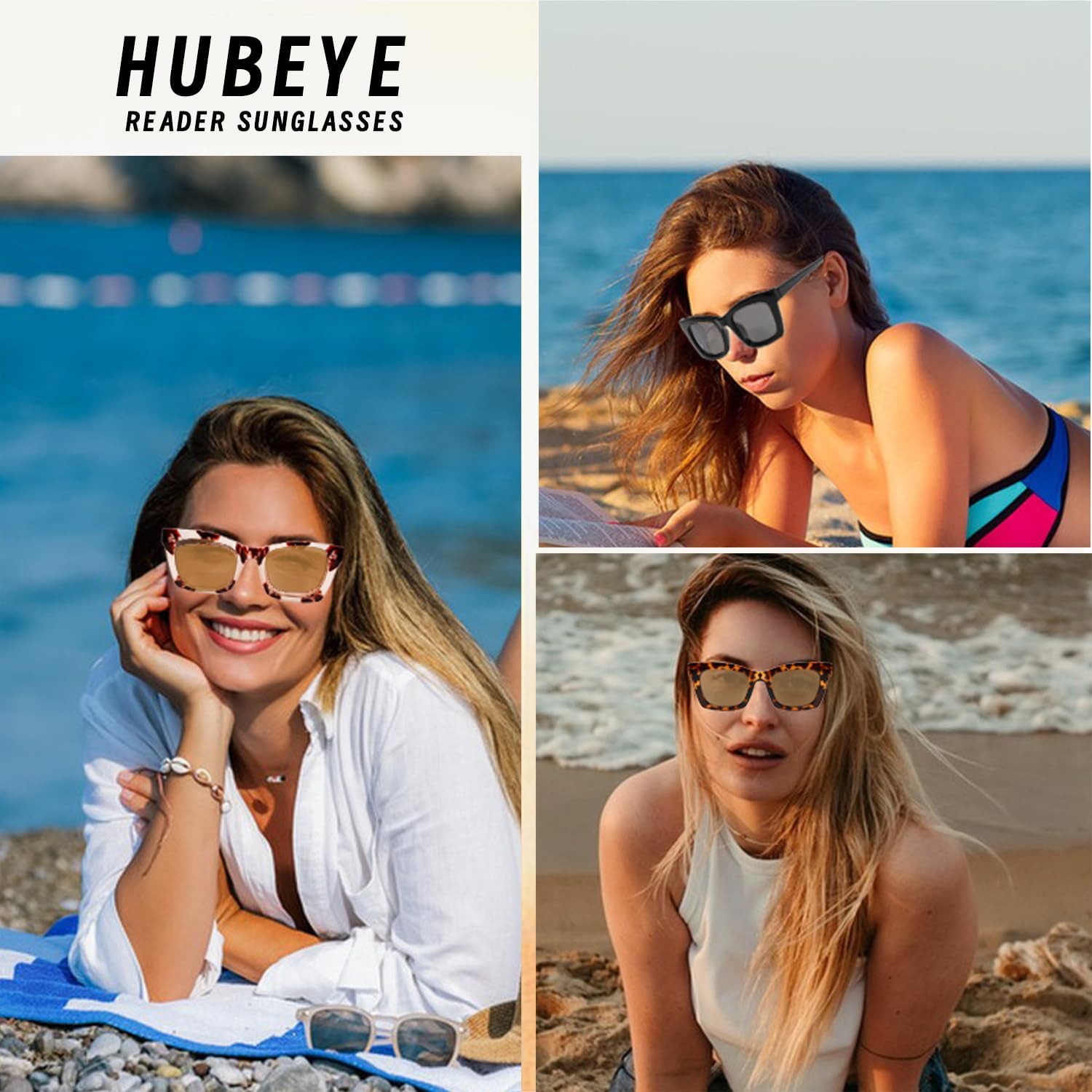 Hubeye Progressive Reading Glasses For Women Oprah Style Blue Light Blocking Computer Multifocus Square Reader - Image 2