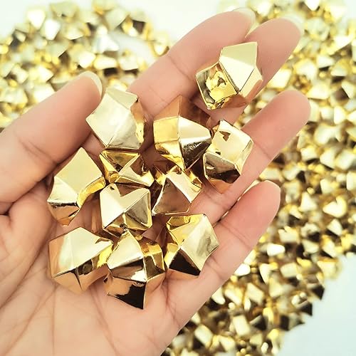 Vista 3 de Hielo Falso, 16 * 22mm 250 PIEZAS, Cubos de Hielo Falsos Dorados, Cubos de Hielo de Acrílico Rocas Claras Diamantes Falsos Relleno de Jarrón