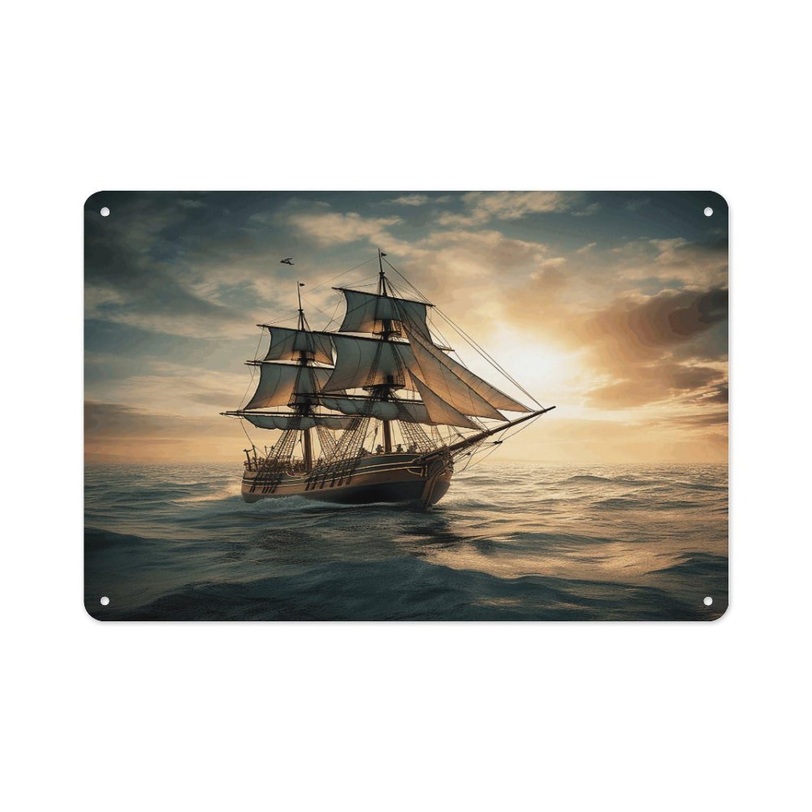 VstaDank Metal Aluminum Ship Sailing Alone Sign Wall Decor Vintage Metal Sign Plaque Boho Wall Hanging Decor Sublimation Picture Panel Personalized Plaque Poster 8x12in