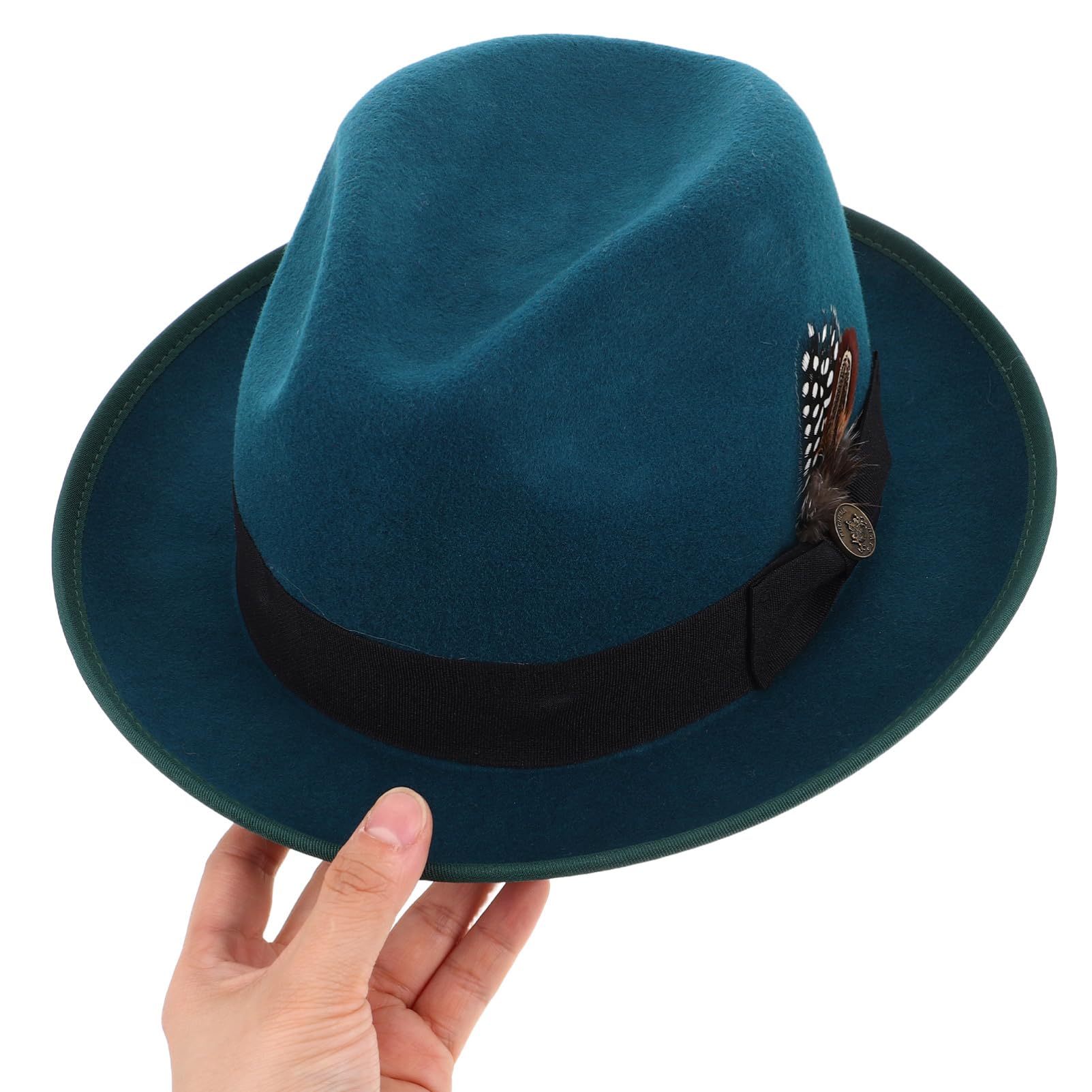 SHERCHPRY Gorro De Lana Sombrero Fedora De Fieltro para Hombre Mujer Sombrero Western De Dos para Bodas y Fiestas