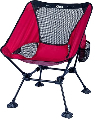 Vista 10 de iClimb Ultralight Compact Camping Folding Beach Chair with Anti-Sinking Large Feet and Back Support Webbing (Black - Square Frame)