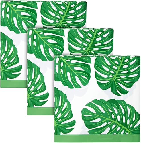 Miniatura 7 de Manteles de hojas tropicales para luau hawaiano, fiesta de cumpleaños safari baby shower (3 unidades, 54 x 108 pulgadas)