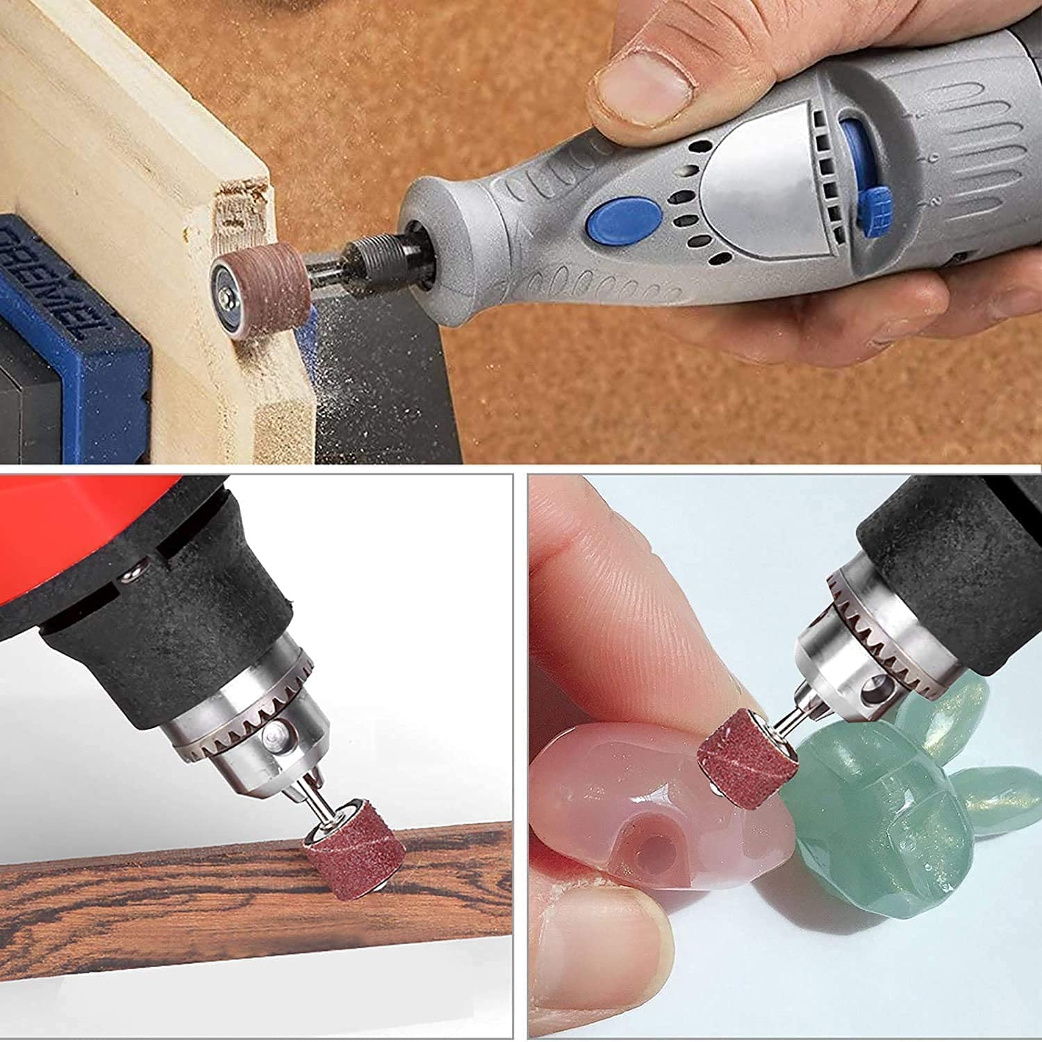 Set Levigatura Per Dremel | 150 Pezzi Con Cilindri Abrasivi E Mandrini | Grana 80 E 120 - Foto 7