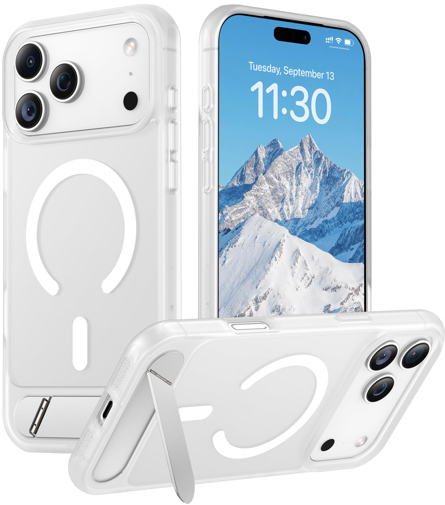 Temdan Designed for Phone 18 Pro Max Case/17 Pro Max Case, [Built-in Invisible Kickstand][Compatible with MagSafe][Military Grade Shockproof] Slim Translucent Matte Phone Case 6.9 inch (Clear Matte)