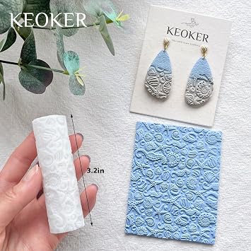 Keoker Summer Polymer Clay Texture Roller, 3pcs Ocean Texture Rollers for Polymer Clay