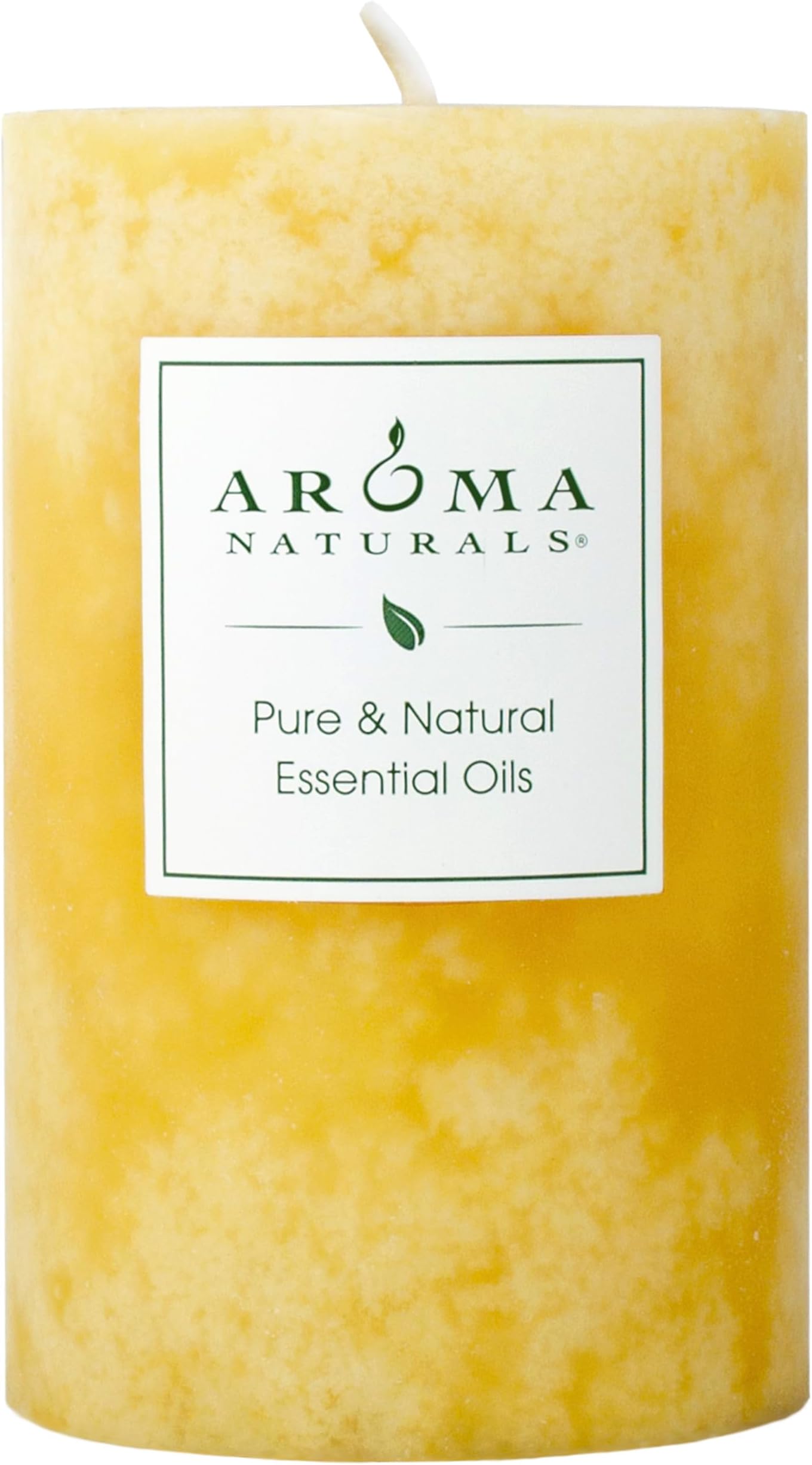 Aroma Naturals Essential Oil Orange and Lemongrass Scented Pillar Candle, Ambiance, 2.5 inch x 4 inch, Yellow
