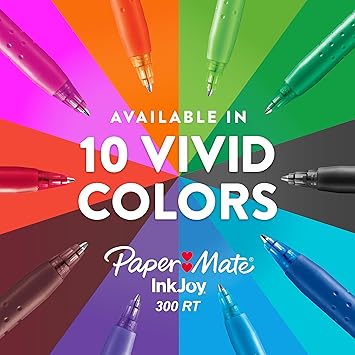 Paper Mate InkJoy 300RT Retractable Ballpoint Pens, Medium Point (1.0mm), Red Ink - 12 Count - Comfortable Rubber Grip, Ultra-Smooth Ink, Teacher Supplies