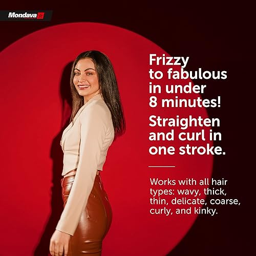 Miniatura 5 de Mondava- Alisador profesional de pelo de cerámica de turmalina Tecnología digital ajustable de doble voltaje alisa y estiliza el cabello salvaje por