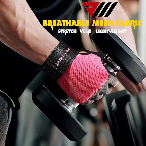 Miniatura 5 de Guantes de entrenamiento ventilados  Guantes de levantamiento de pesas sin dedos con agarre de silicona y protección de palma transpirable para