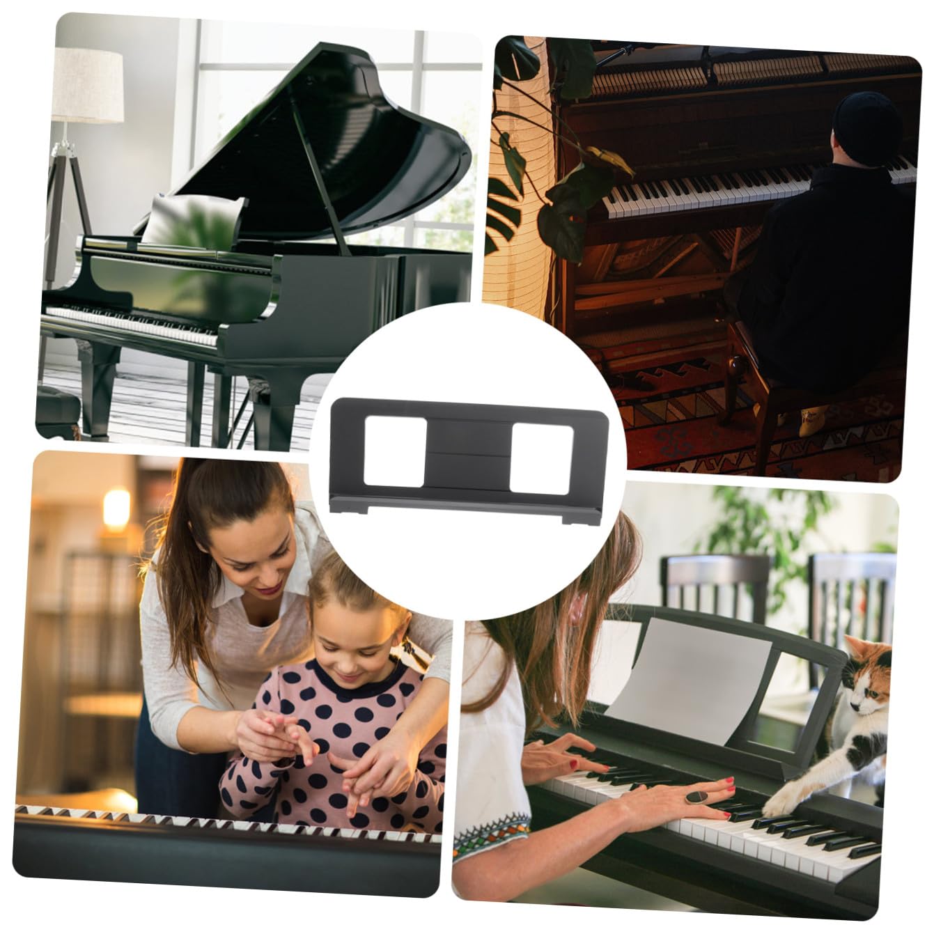 Supporto per Spartiti per Tastiera Elettronica in Abs Nero | Compatto, Privo di Sbavature, per Esercitarsi la Musica, Semplice ed Elegante