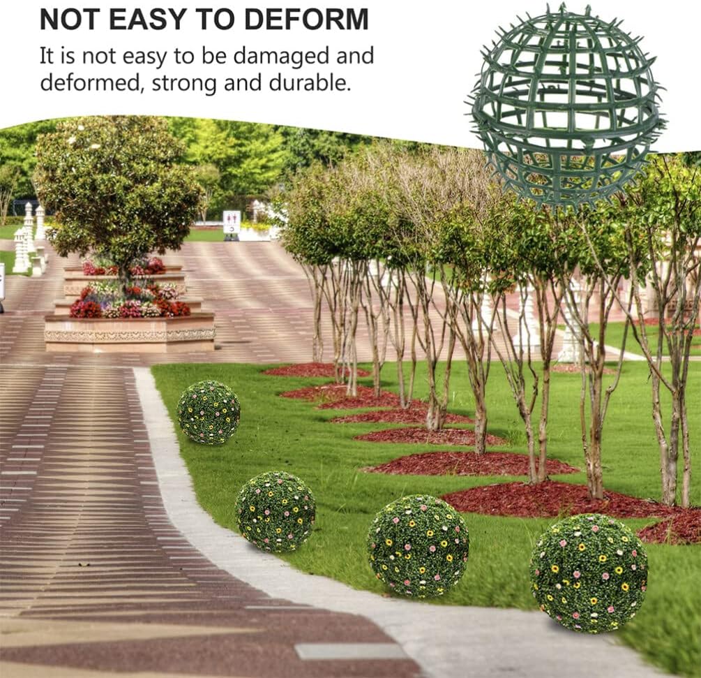 ABOOFAN Artificial Boxwood Topiary Ball Cage 5pcs Plastic Wreaths Orbs Circle Forms Plant Trelli Faux Green Ball Frame Support Cage Flower Shelf Holder for Easter Wedding Garden