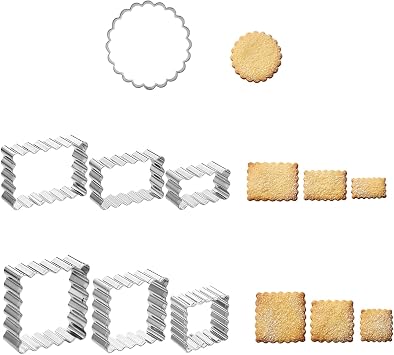 7 PCS Scalloped Edge Biscuit Cookie Cutter Set,Plaque Frame Cracker Cutters