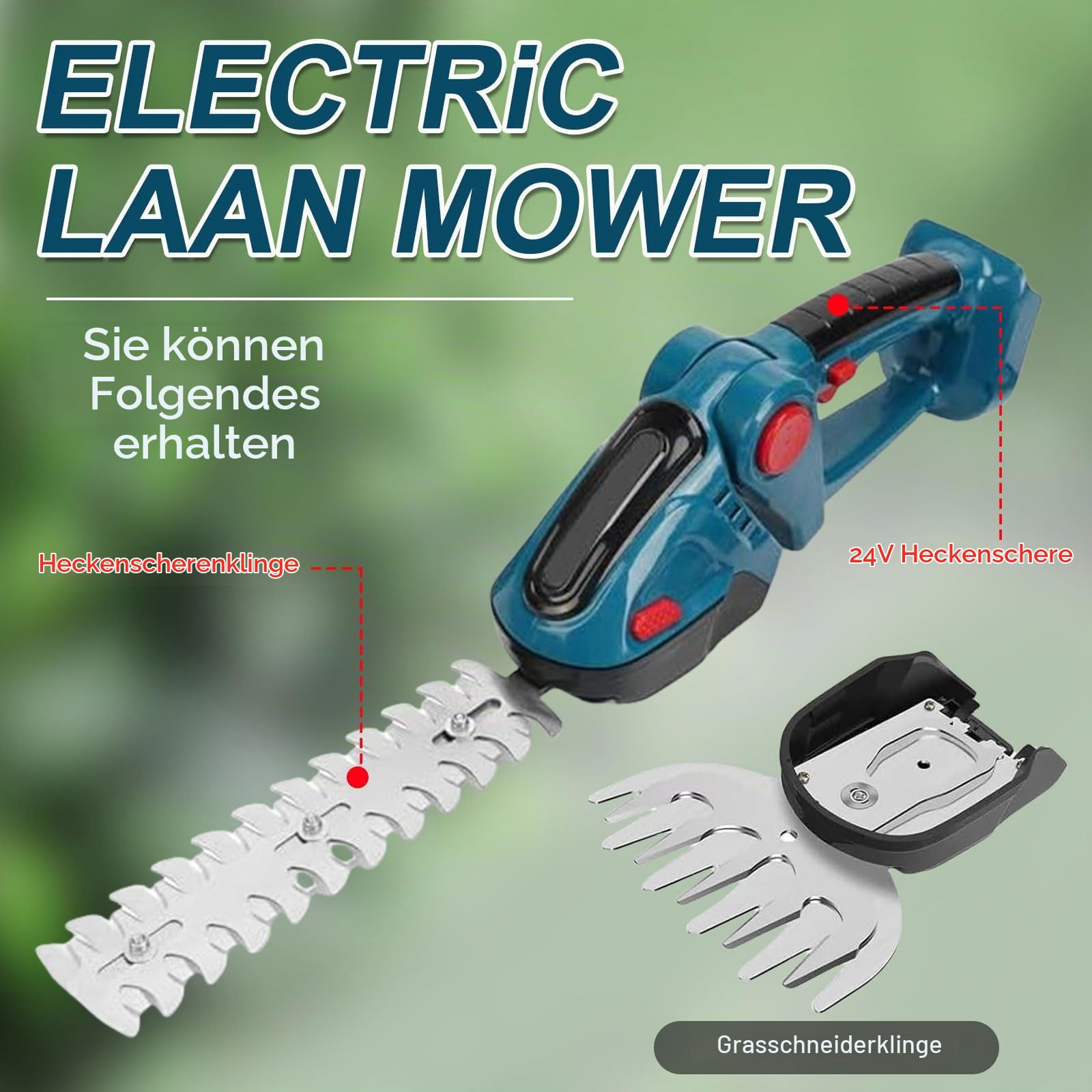 Akku Grasschere Strauchschere Set für Makita mit Lange,Kurze Klingen | 2 in 1 Grasschere, Heckenschere 2500U/min Handliche Strauchtrimmer Rasenschere Kabelloser Grasmesser für Büsche,Gras