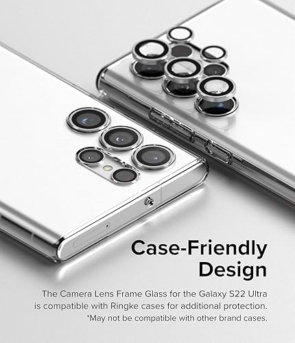 Miniatura 9 de Ringke Marco de lente de cámara de vidrio compatible con Samsung Galaxy S22 Ultra 5G, calcomanía protectora individual de aluminio para lente de