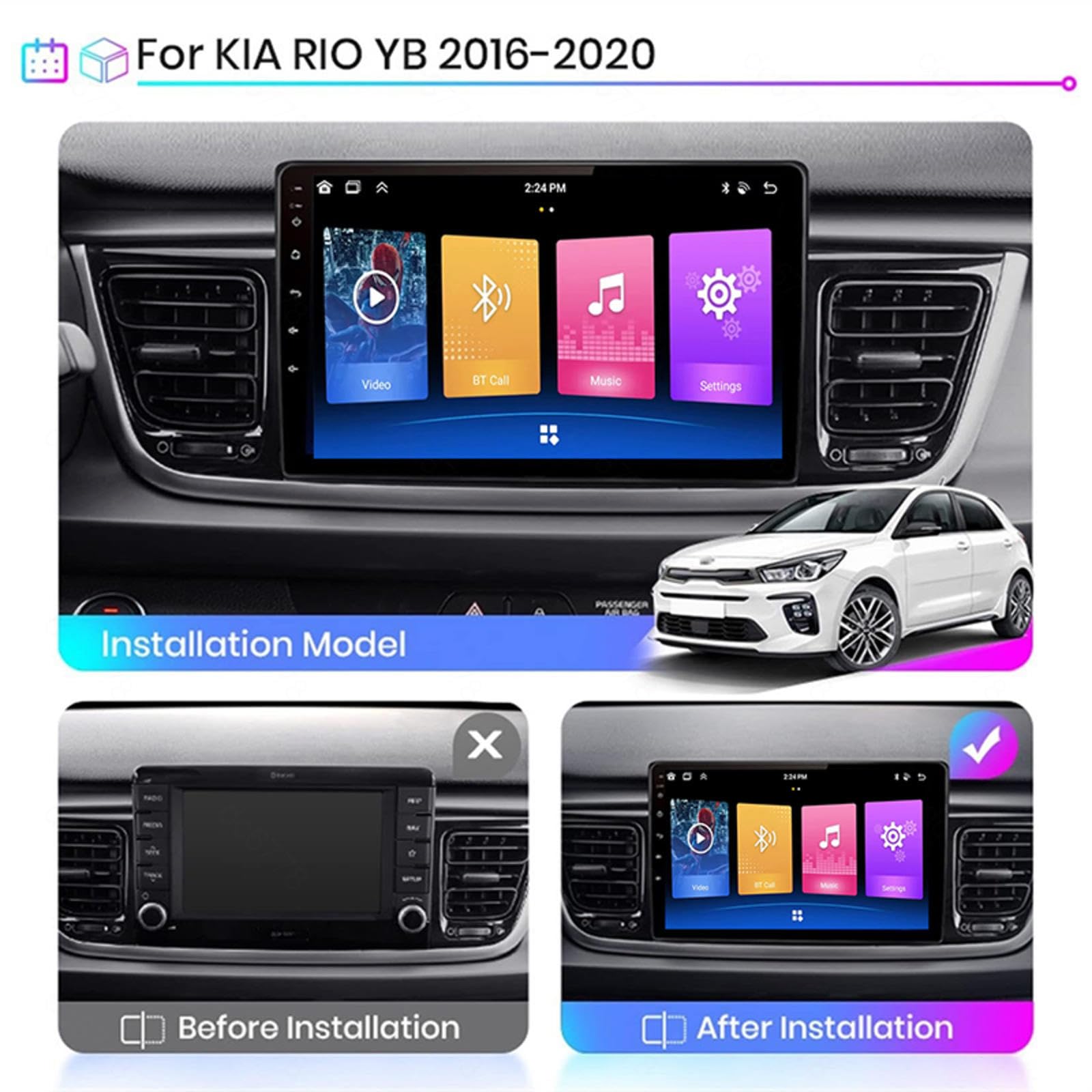 Android 15 Car Stereo 9" Samochód Dla KIA RIO YB 2016-2020,M109 | Z Bluetooth, Nawigacja Gps, Radio Fm, Carplay, Kamera Cofania, Android Autoradio,M109