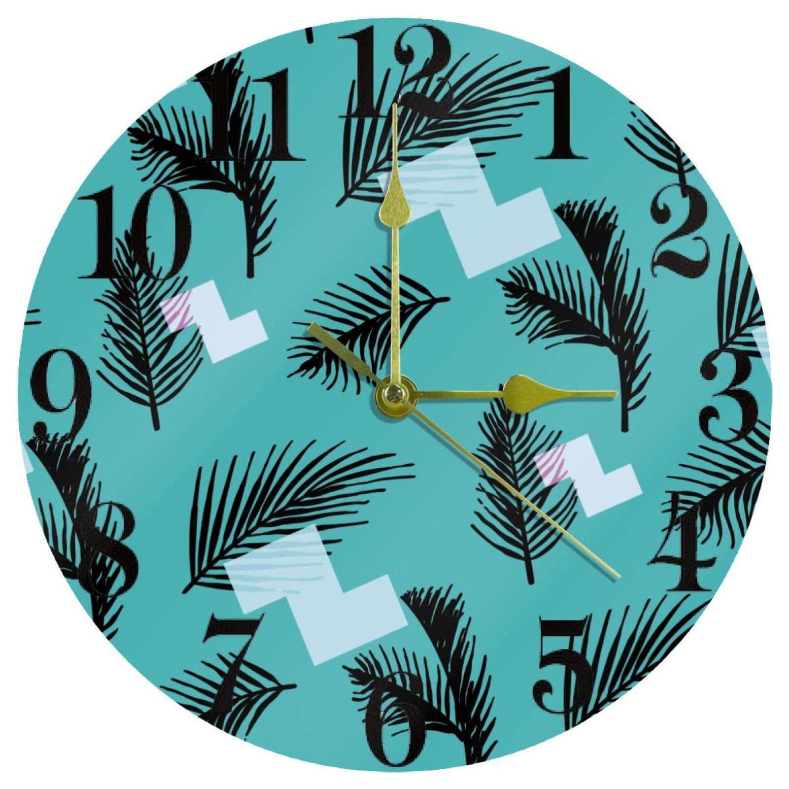 Horloge silencieuse sans tic-tac à quartz avec motif de feuilles
