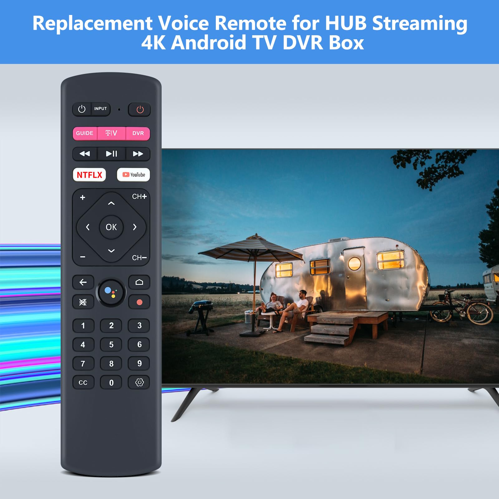 PZL Mando a distancia de repuesto por voz para T-Mobile T-Vision HUB Streaming 4K Android TV DVR Box