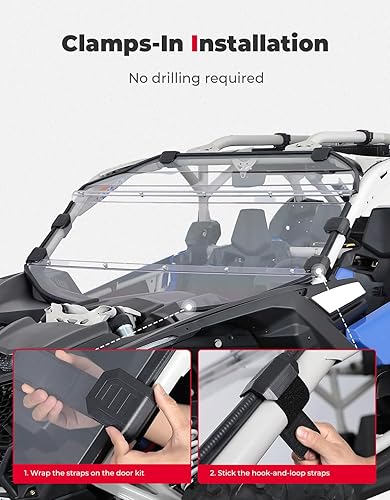 Miniatura 7 de KEMIMOTO X3 Full Windshield Hard Coated Compatible with Can-Am Maverick X3 & X3 Max XRS XDS Turbo RR 2017-2024 PC Heavy Duty Front Windproof Full