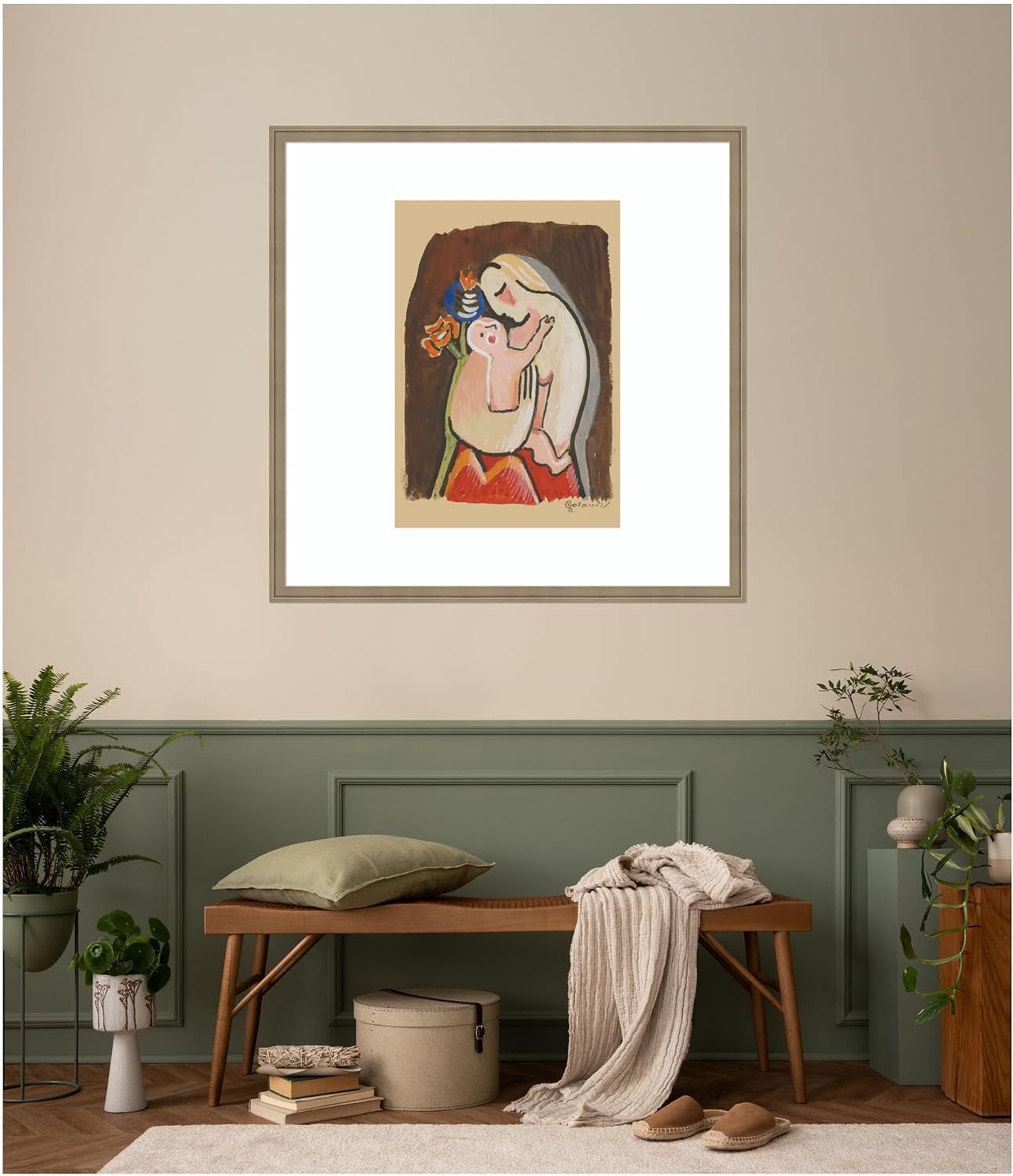 Kate and Laurel Framed Wall Art Print Matka 1938 Mikulas Galanda by Nostalgia Prints, 34 x 34, Florence Light Brown Frame, Modern Contemporary, Person Art for Wall Decor