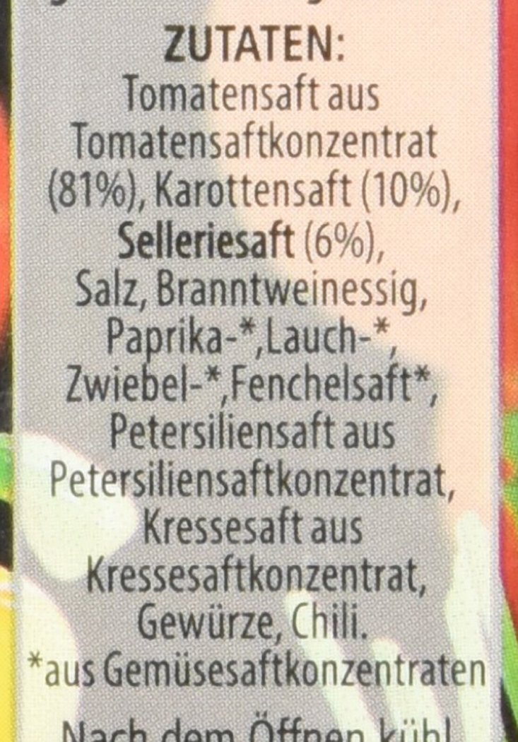 Scharfe Säfte Gemüse, 12er Pack (12 x 500 ml)