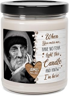 NHI Personalized Candles with Photo, Custom Candle Gift, Scented Soy Wax, Candle Home Decor, 9oz Jar, Made in The USA, Gift from Heaven, Memories of Dad/Mom/Wife/Husband in Heaven