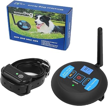 Wireless Dog Fence Pet Electric Boundary Containment System, Pet Shock Correction Collar, Adjustable Range, Rechargeable, IPX7 Waterproof Training Collar, Safe Effective, for Large & Small Do