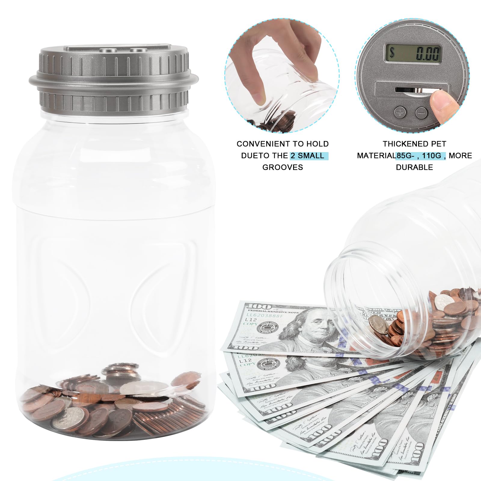 Amazon.co.jp: Qiekaka 貯金箱 デジタルコインカウンター 大型 貯金箱 大人用 小銭カウンター付き 貯金箱 貯金箱 子供向け  チャコールグレー : おもちゃ