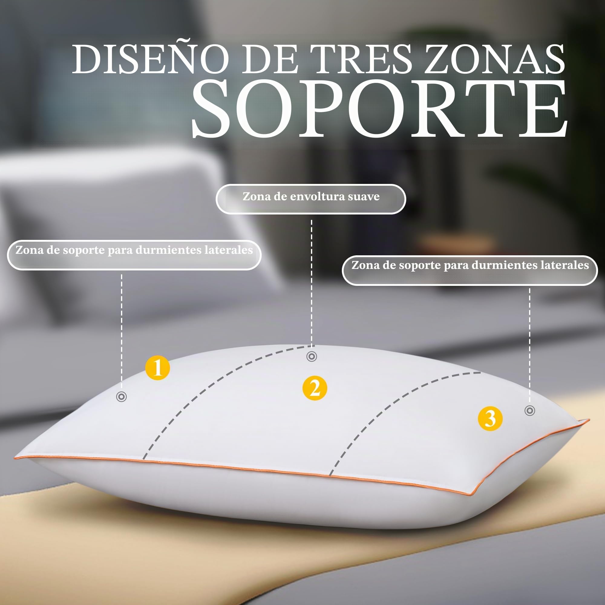 Orange Wave Almohada de Plumas 80x80cm – Cojín de Lujo de 80x80 cm con Plumón y Plumas Naturales, Comodidad Suave y Ergonómica para un Soporte Noches Placenteras, certificada RDS y Oeko-Tex