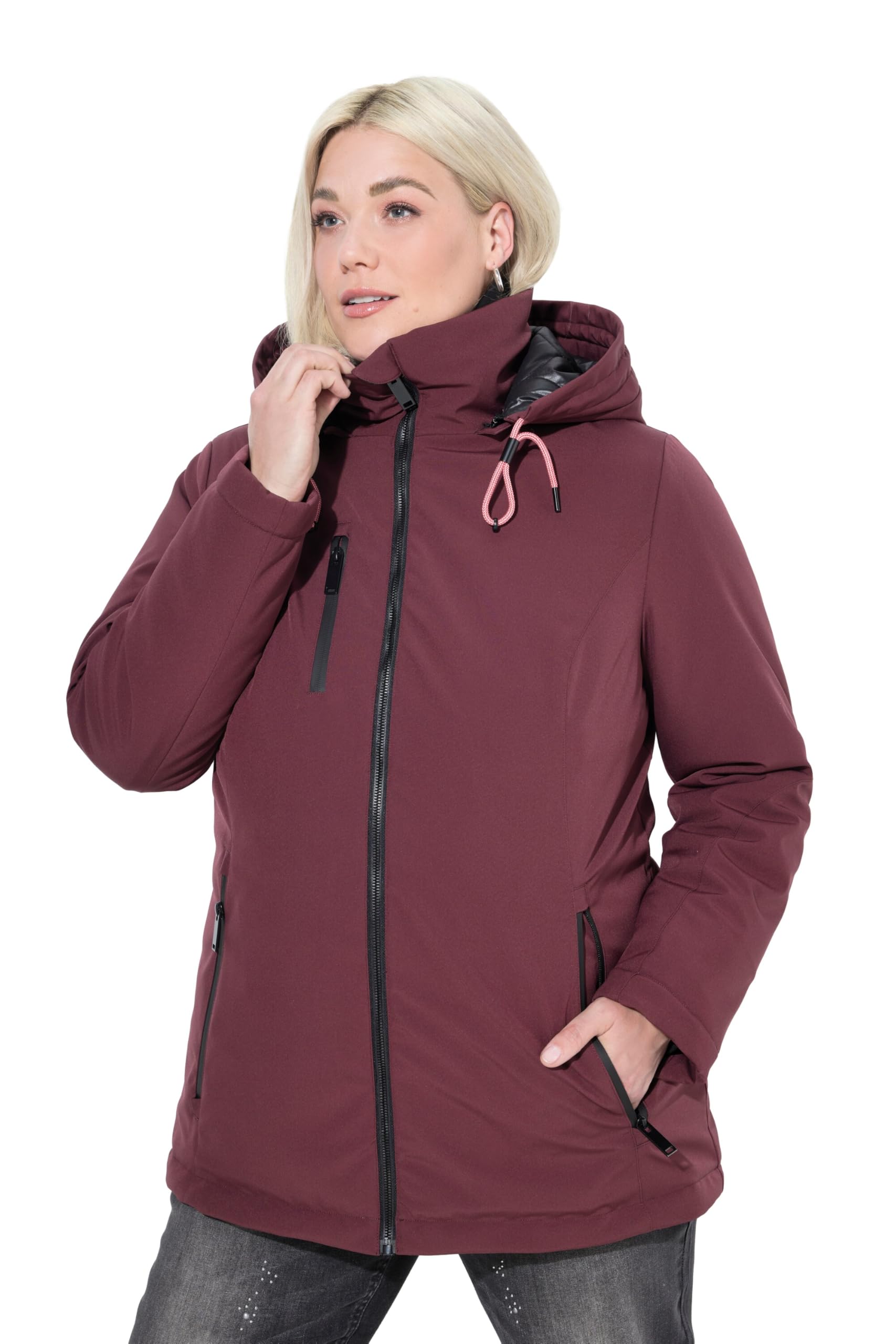 Ulla Popken Damen große Größen Übergrößen Plus Size HYPRAR Funktionsjacke, wasserabweisend, Kapuze 842006