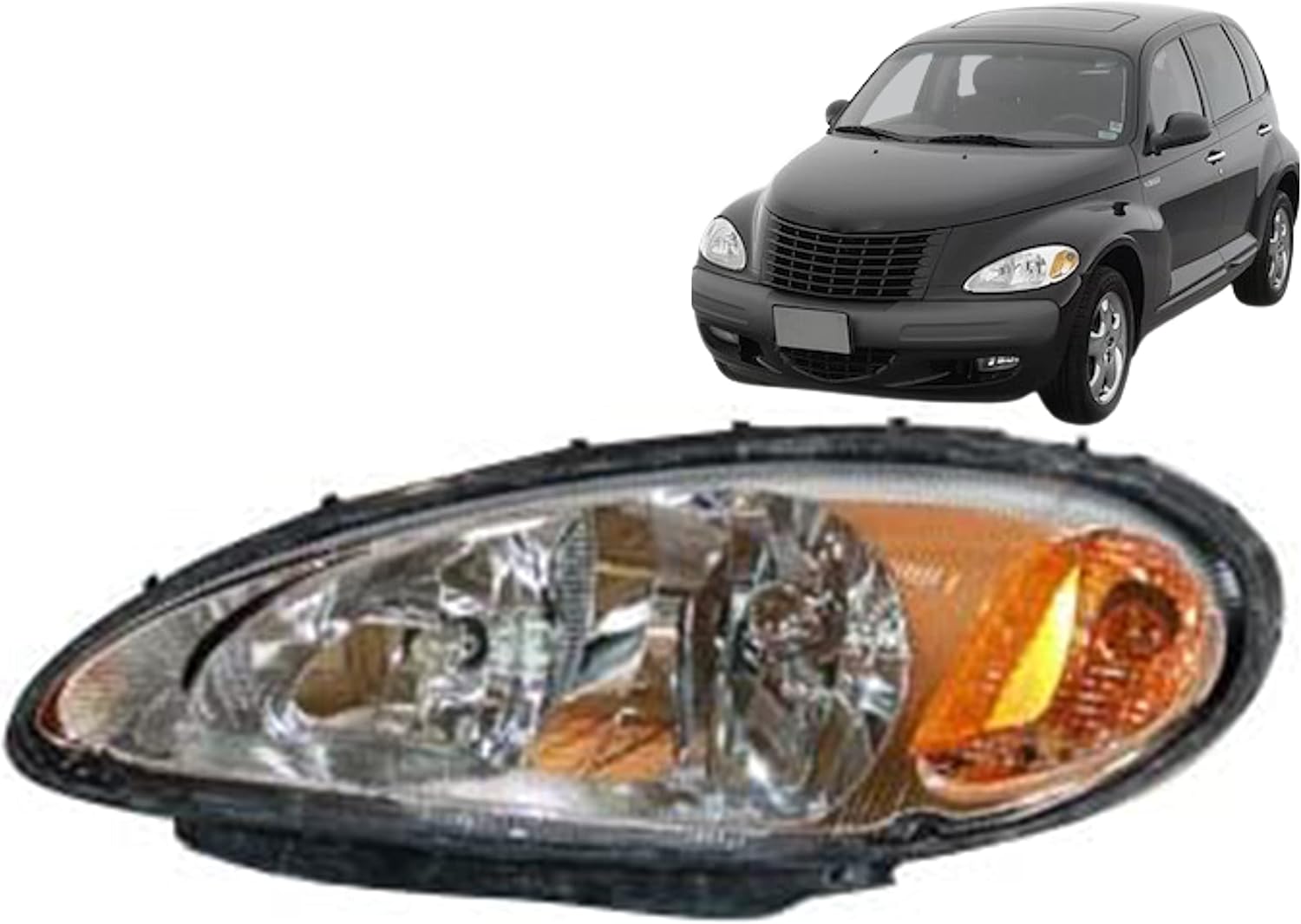 ALLIGATOR AUTO LIGHTS Replacement For Chrysler 2001-2005 PT Cruiser Wagon Halogen Headlight Headlamp Assembly with Bulbs Left/Driver Side -DOT & SAE Compliant-PartsLink # CH2502131 OEM # 5288765AI