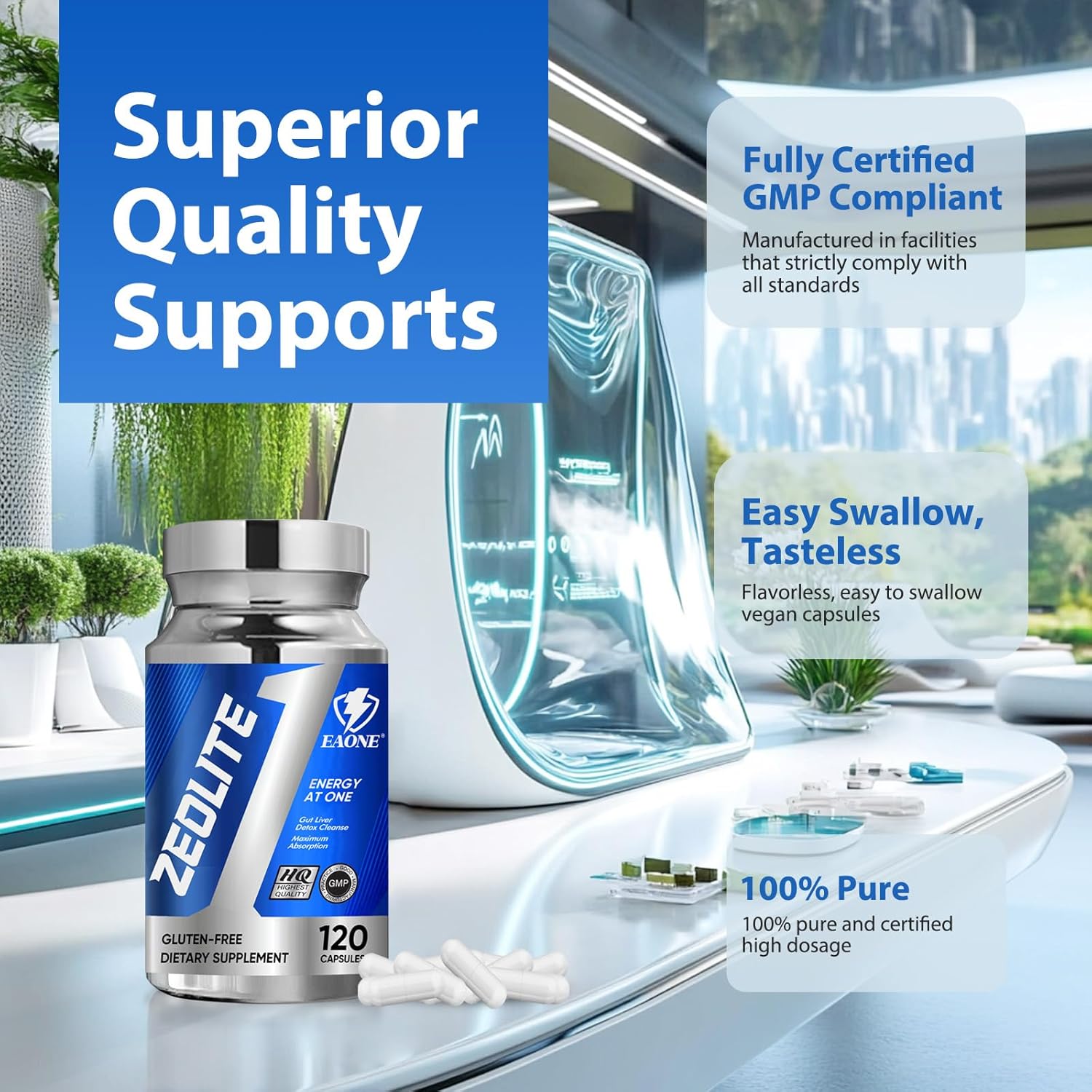 EAONE 2300mg Zeolite Detox Capsules for Kids and Adults, Natural Premium Liquid Zeolite 120 pcs, Gut Health and Immune System Support, Gentle Daily Detox and Energy - Image 5