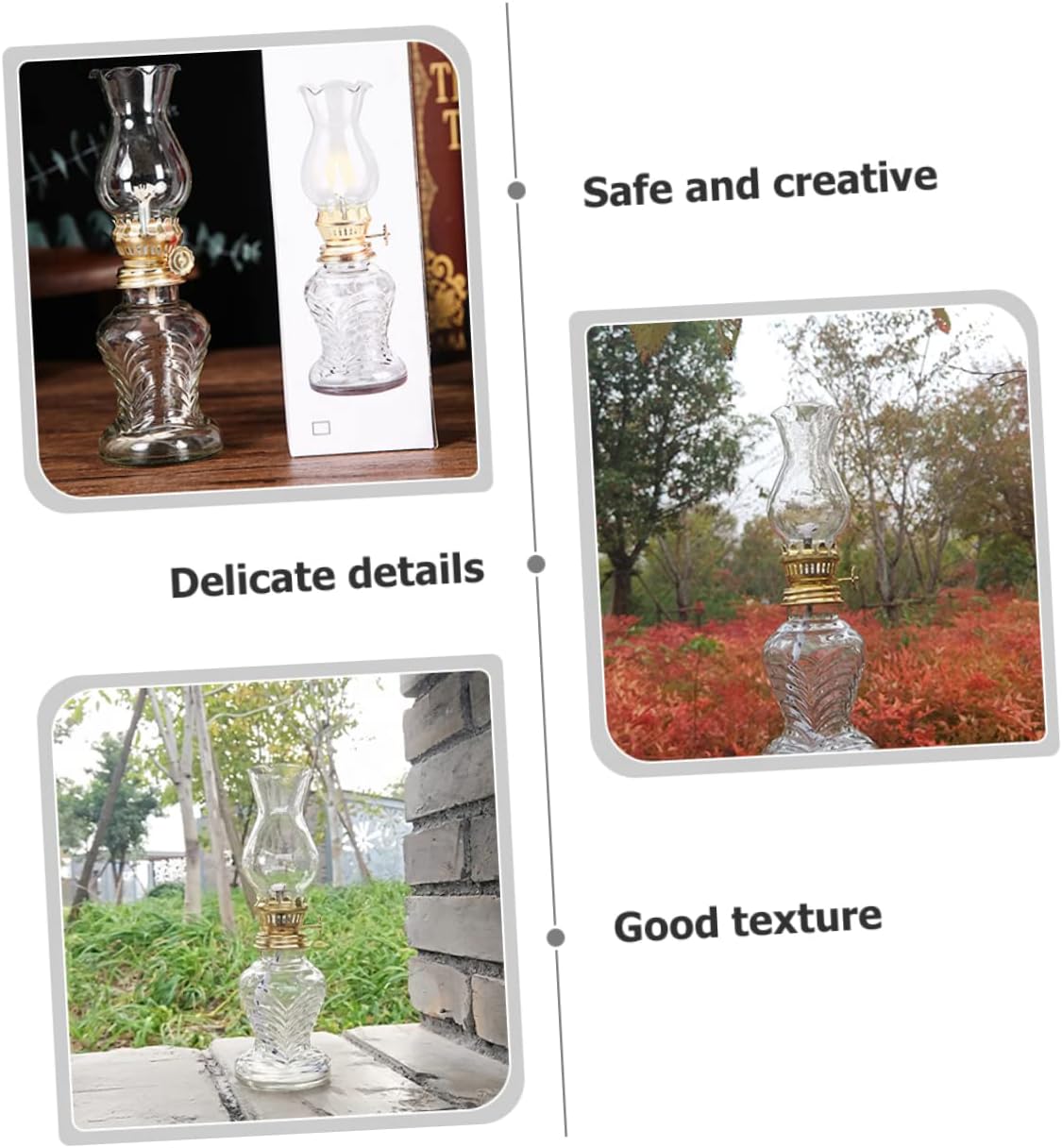 Vintage Glass Kerosene Lamp Oil Chamber Retro Design for Indoor and Outdoor Use for Emergency Lighting and Home Decor