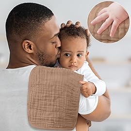 Yoofoss Muslin Burp Cloths for Baby 10 Pack 100% Cotton Baby Washcloths for Boys Girls Large 20\'\'X10\'\' Super Soft and Gradient Coffee