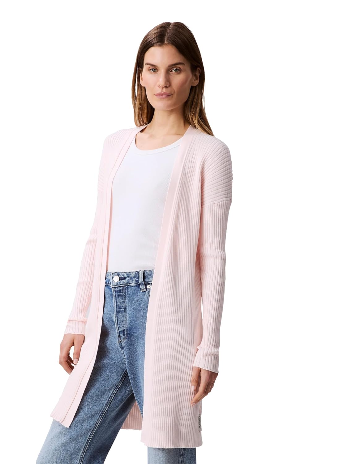 Calvin Klein Womens Smooth Cotton Rib Sweater Duster