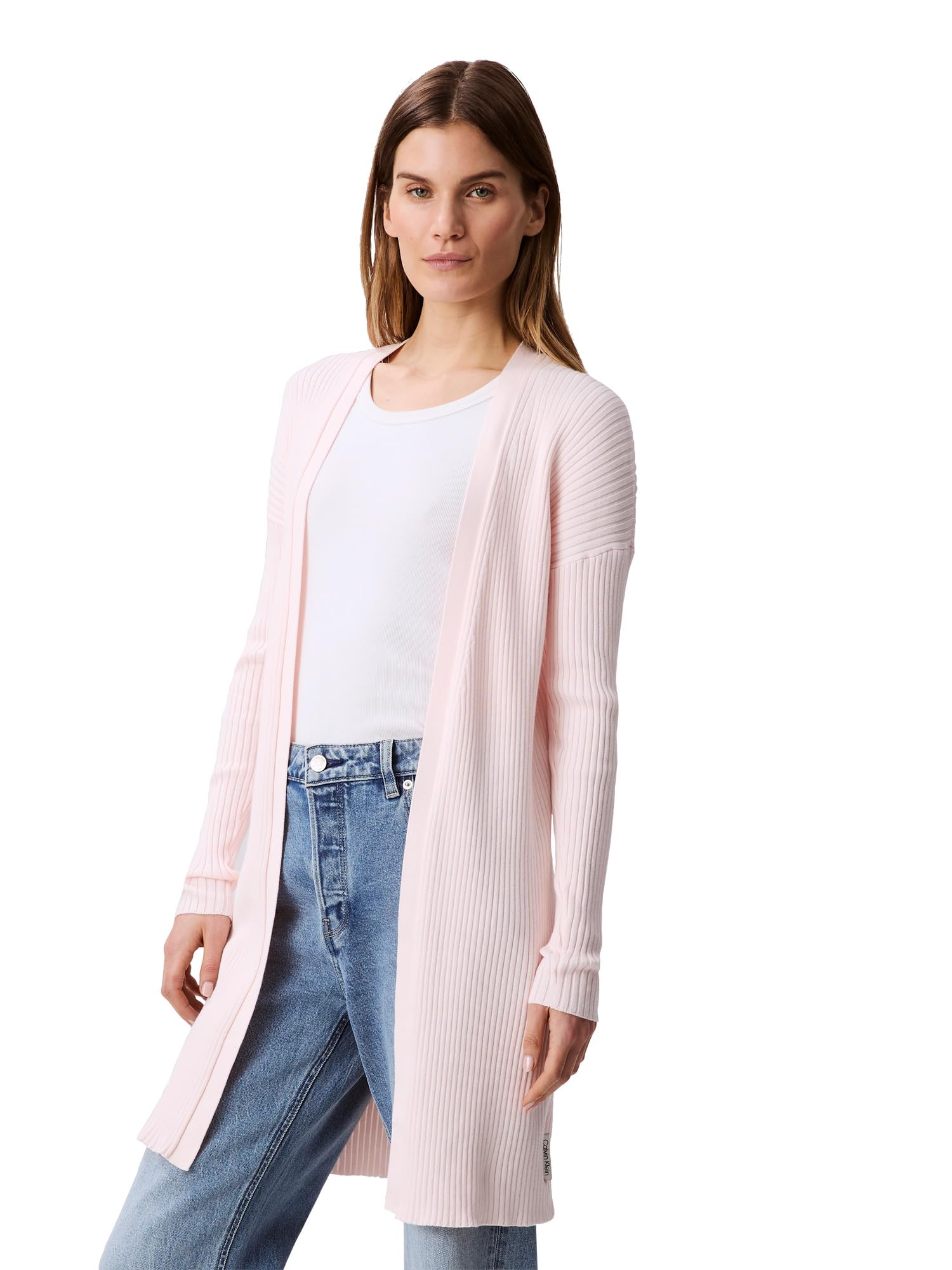 Calvin Klein Womens Smooth Cotton Rib Sweater Duster