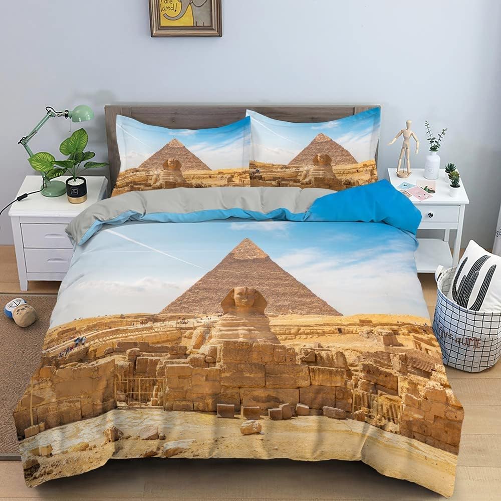 Housse de Couette Egypte Vintage 240 x 260 cm pour Transformer l'Ambiance de Votre Chambre 3D