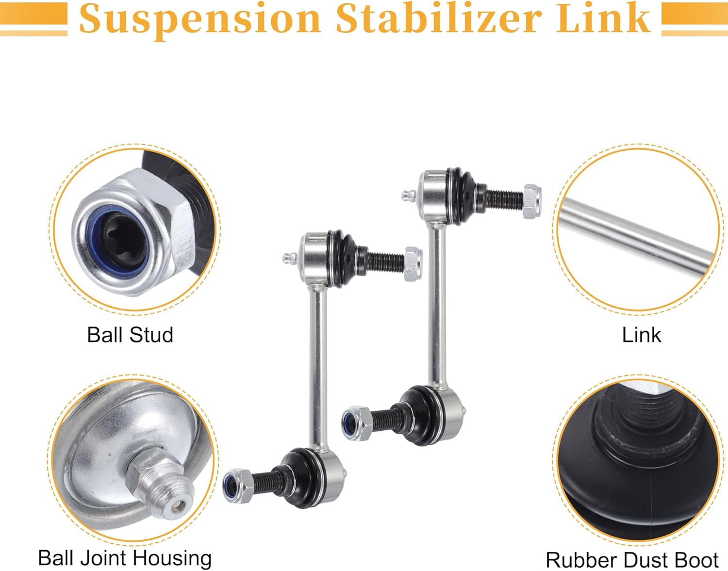 X AUTOHAUX 2pcs Rear Sway Bar Links Stabilizer Link Kit for Chevrolet Trailblazer 2002-2009 for Chevrolet Trailblazer EXT 2002-2006 Suspension Kit No.K6667/K6668