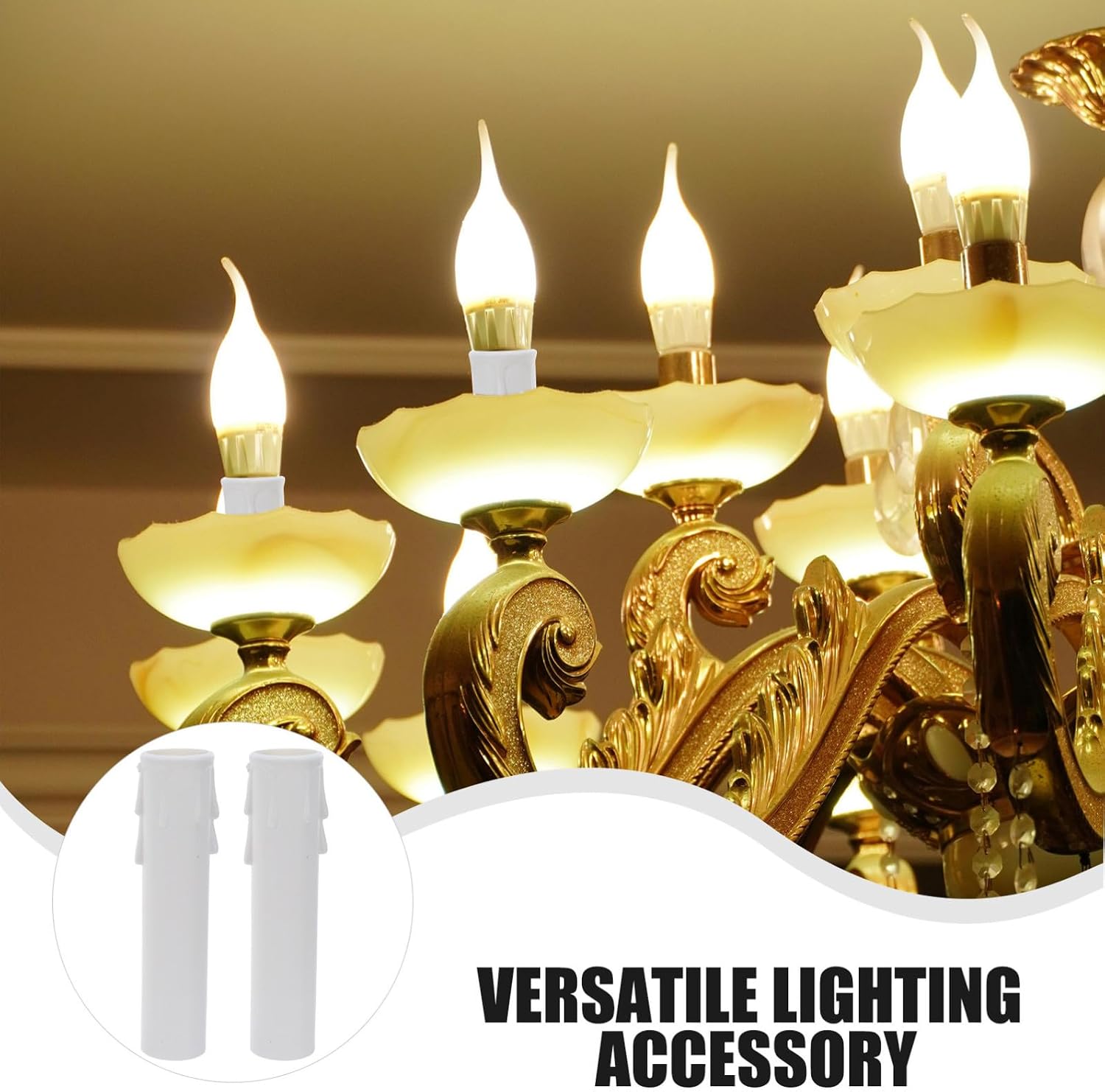 12pcs Beige Candle Sleeve Covers for E14 Chandelier Socket Holders, Pvc Vintage Light Socket Replacement Covers with Lasting Protection and Easy Installation for Ceiling Lamp