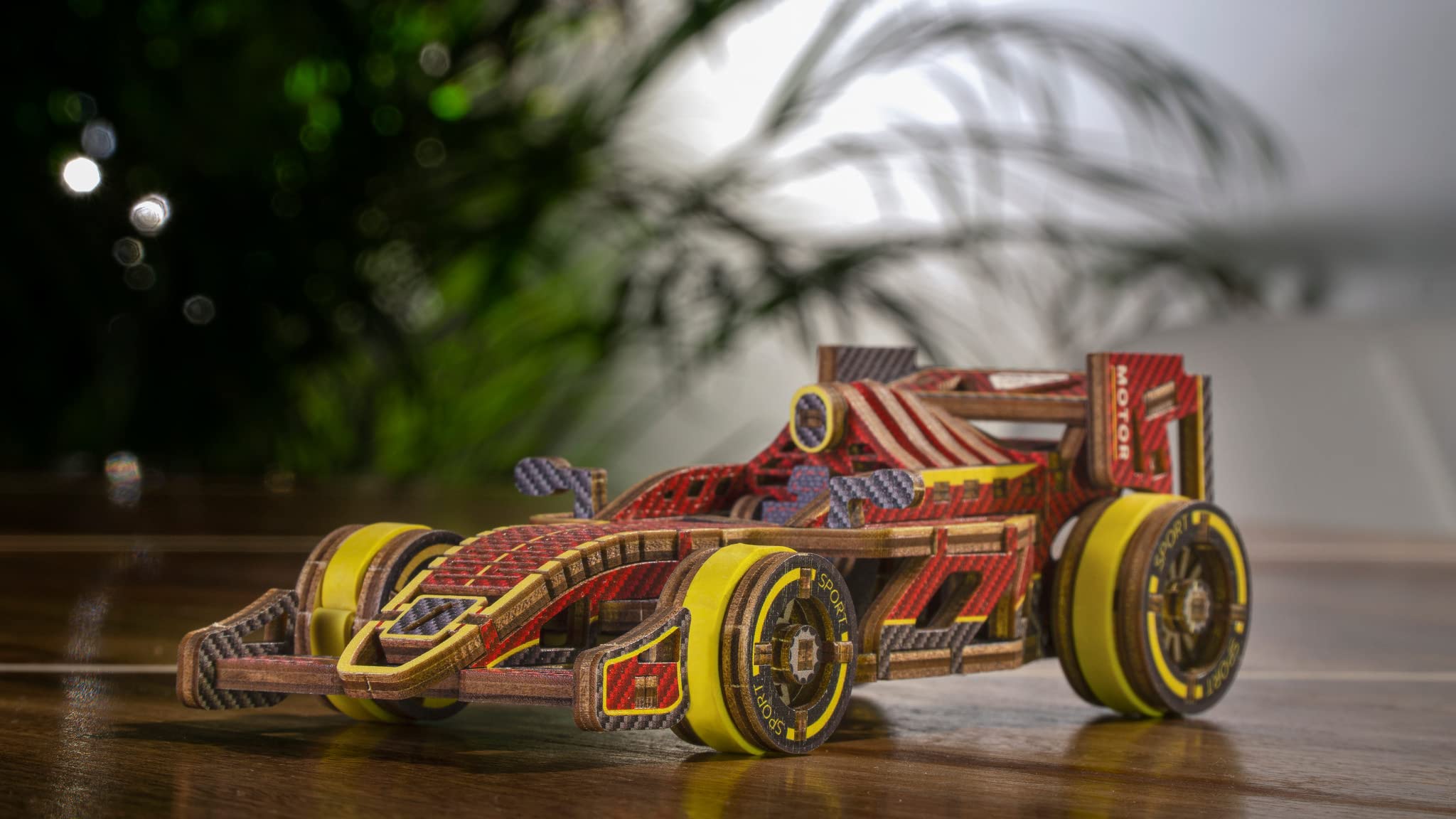 WOODEN.CITY Bolid Limited Edition - 3D-Holz Rennwagen Formel 1, Holzpuzzle Erwachsene, Modellauto Bastelset, Laser Cut 3D Puzzle, Bausatz Erwachsene, Modellbausatz, Holzbausatz