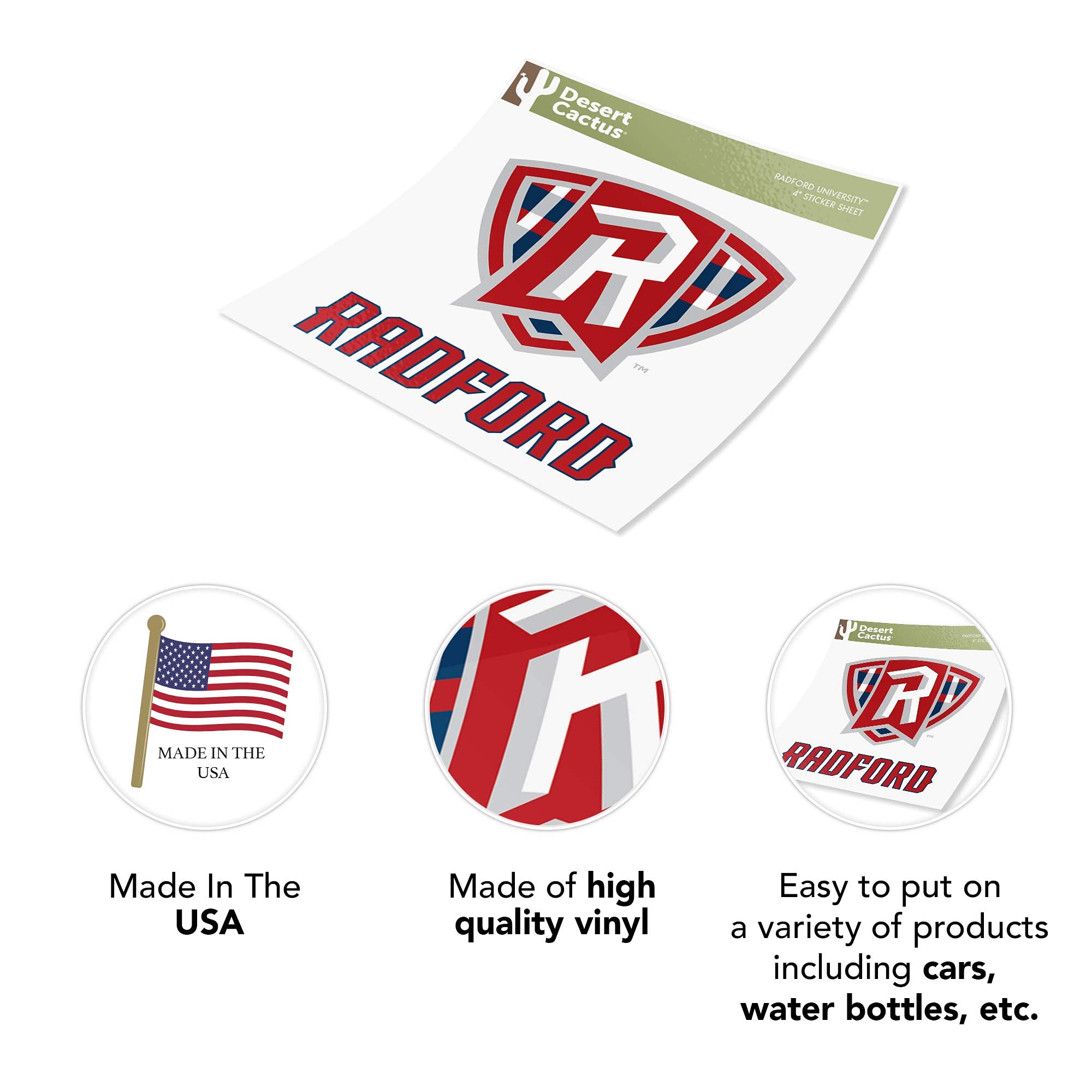 Radford University Sticker Sheet - 8 Highlanders Vinyl Decals | Officially Licensed Laptop, Car & Water Bottle Stickers (Type 2)