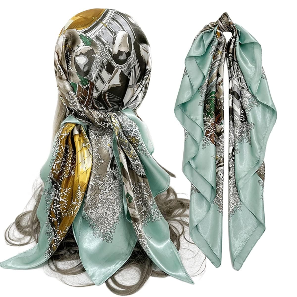 FAIRYGATE Schal Damen Blau Seidentuch Damen Schal Stola Hals