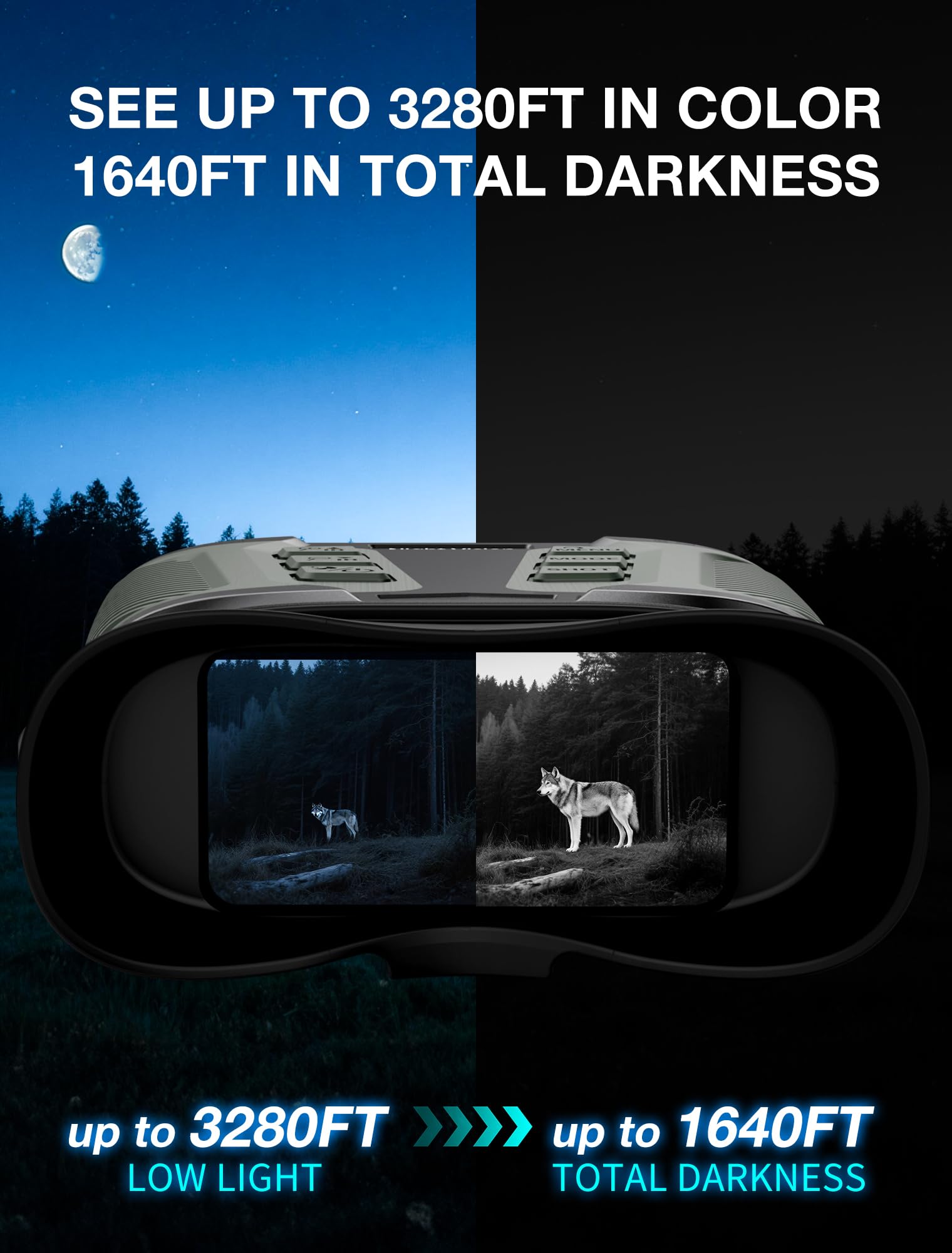 Nachtsichtgerät für Erwachsene – 4K Digitales Nachtsicht Fernglas mit 8X Zoom, 36MP Fotos, 1000m Reichweite, Infrarot Nachtsichtbrille für Camping, Wandern & Sicherheit