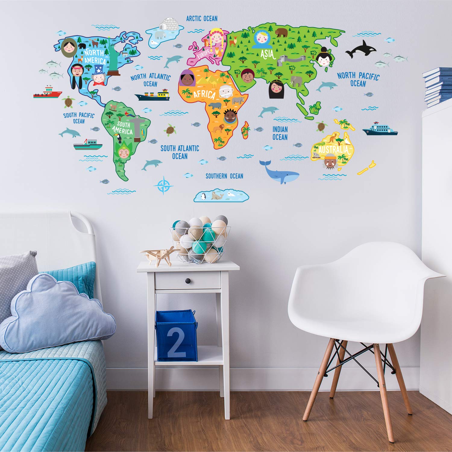 Walplus Kids Educational World Map Wall Stickers