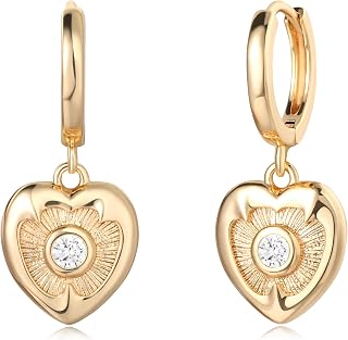 VACRONA Gold Heart Hoop Earrings Huggie Earrings for Women 14k Gold Plated Small Hoops Earrings