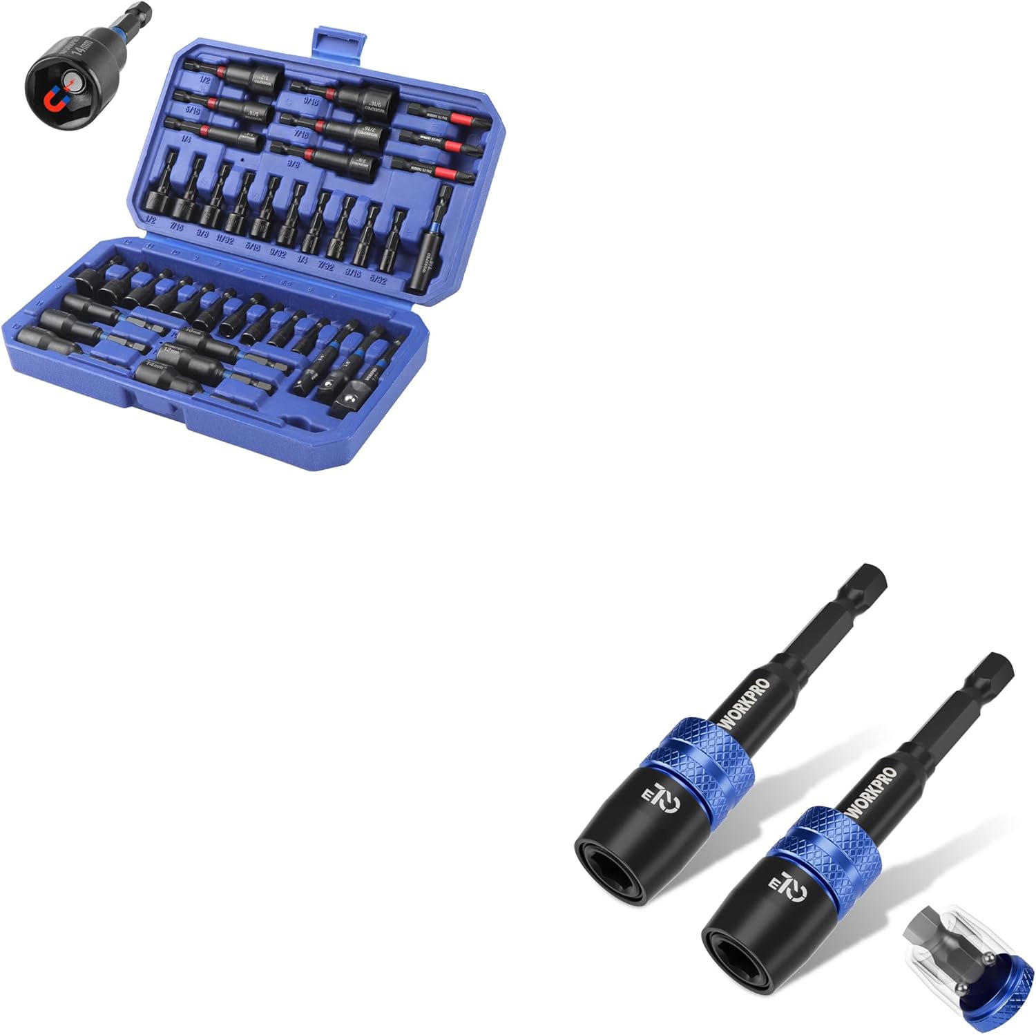 WORKPRO 39-Piece Magnetic Nut Driver Set & WORKPRO 2-Piece Drill Screwdriver Bit Holder for Impact Driver Bits