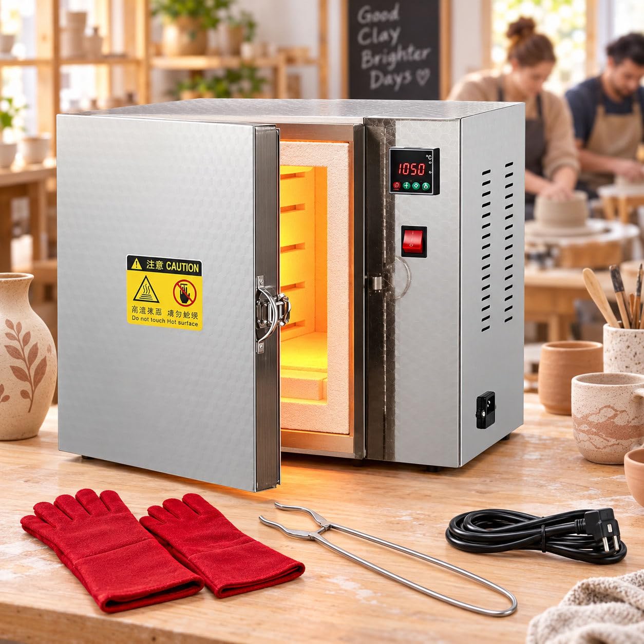 Kompaktowy piec muflowy 1500W, 800°C, cyfrowy PID