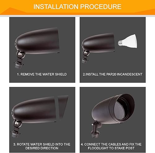 Miniatura 5 de DYSMIO Lighting One Light PAR20 - Luz de 120 voltios, aluminio fundido, duradero, para exteriores, iluminación de seguridad, inundación, bronce