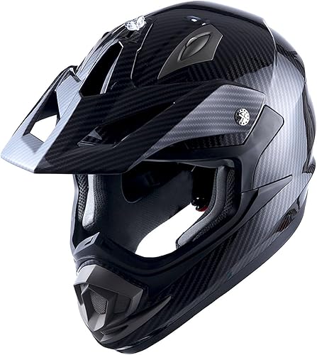 1Storm Casco de motocross para adultos, todoterreno, MX, BMX, ATV, motocross, mecánico, HGXP14B, fibra de carbono, negro, HGXP14B