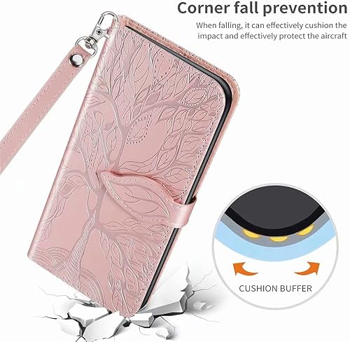 Miniatura 7 de MEUPZZK Funda tipo cartera para Samsung Galaxy Note 9, piel sintética de alta calidad con diseño de árbol en relieve, función atril, ranuras para