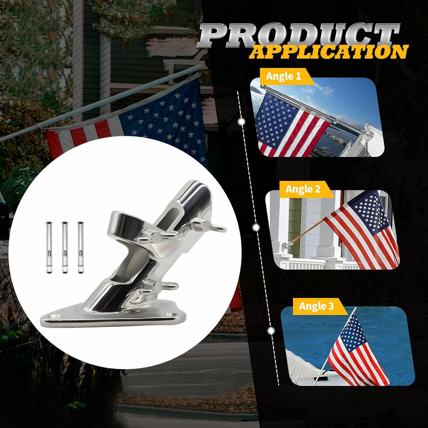 1 Inch Heavy Duty Flag Pole 316 Stainless Steel Holder Outdoor Flag Holder Flag Pole Mount - Image 5